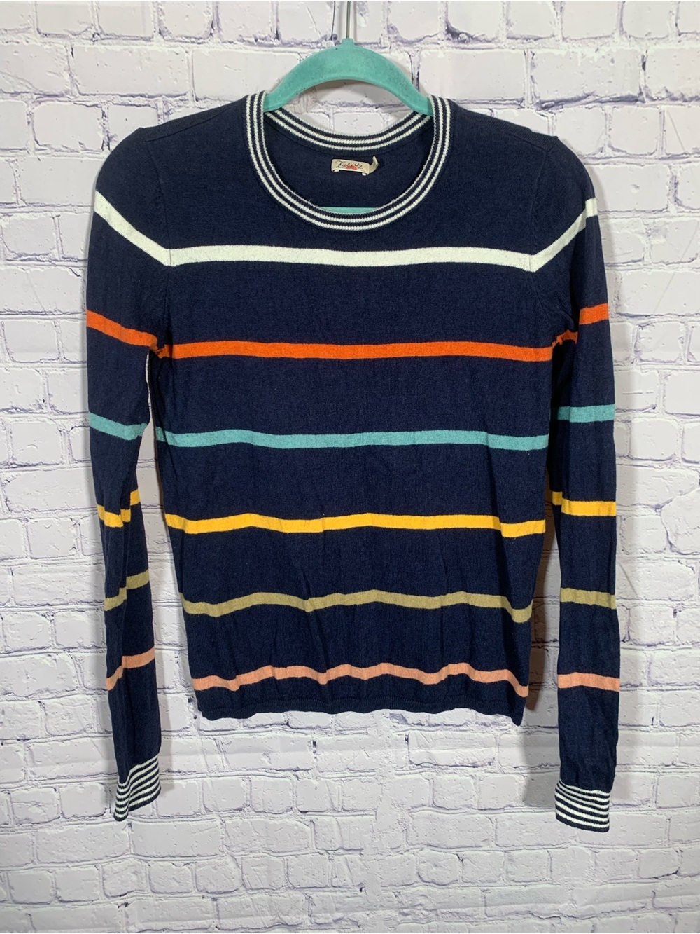 Faherty Womens Cashmere Blend Striped Sweater Size S Casual Business Preppy